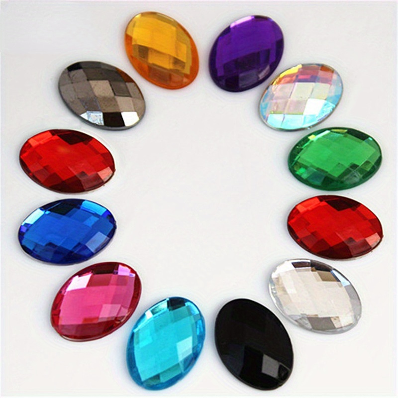 

25pcs Acrylic Oval Rhinestones, 0.51*0.71 Inch Flat Back For Making And Clothing Decoration, Rhinestones For Crafts