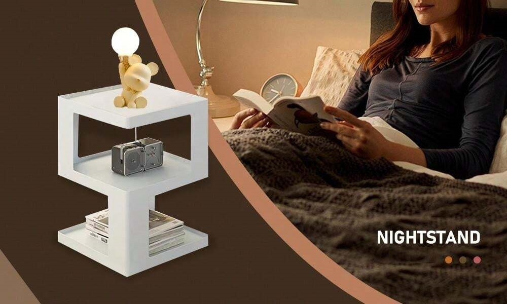 1pc modern chic side sofa table with storage contemporary pp nightstand creative pedestal plastic coffee table for living room bedroom space saving organizer with   details 4