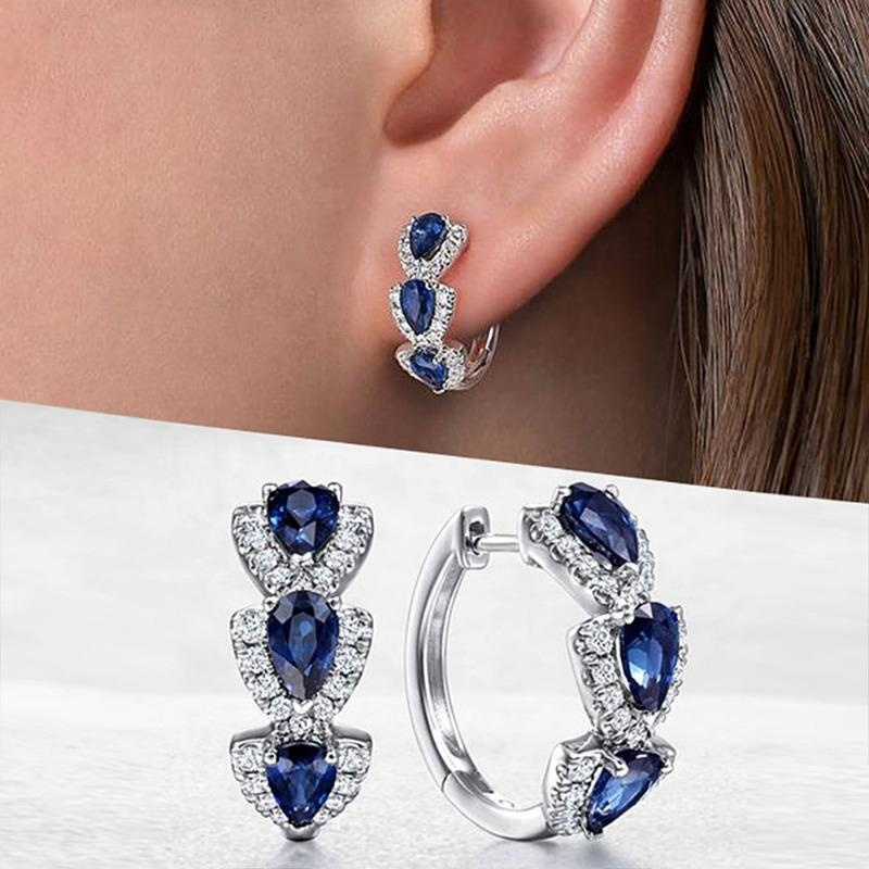 Image of Luxury And Fashionable Colorful Shiny Solid Cubic Zirconia Decorative Circle Earrings Elegant And For Banquet And Party Ear Ornaments Women's Gift