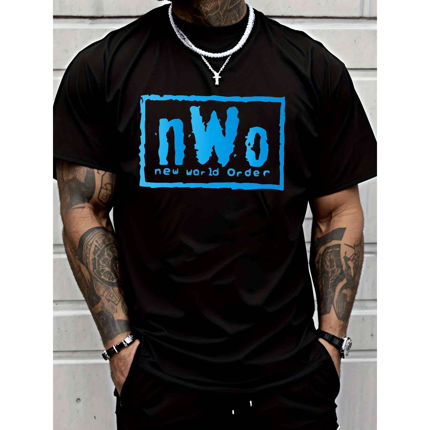 

Men' Nwo Short Sleeve, Chic Letter Print Design - Perfect For Summer Sports, Casual Wear, And Everyday Styling