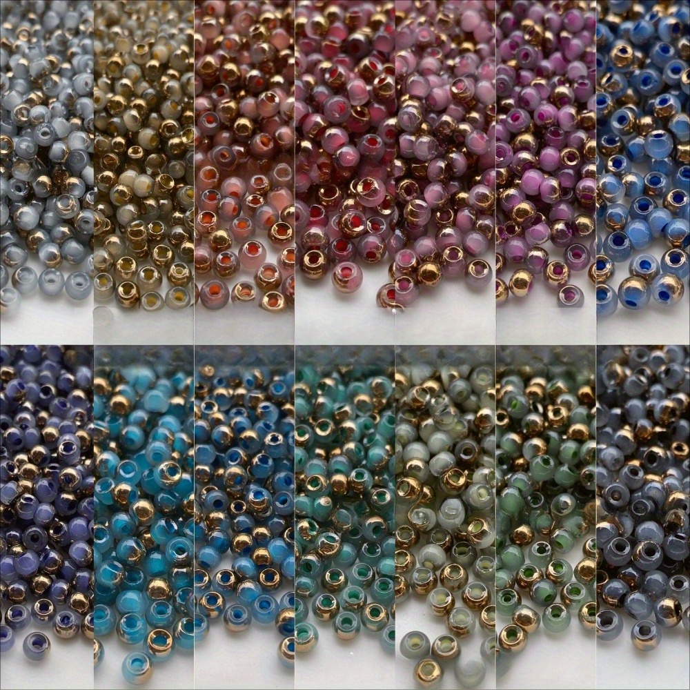 

Making Kit: Vibrant & Semi-golden Glass Beads Set - Ideal For Crafting Handmade Bracelets & Earrings, Includes Diverse Colors & Shapes, Jewelry Making Supplies