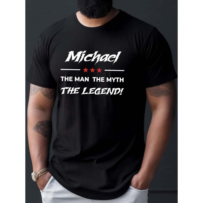 

Michael Is Print Tee Shirt, Tees For Men, Casual Short Sleeve T-shirt For Summer