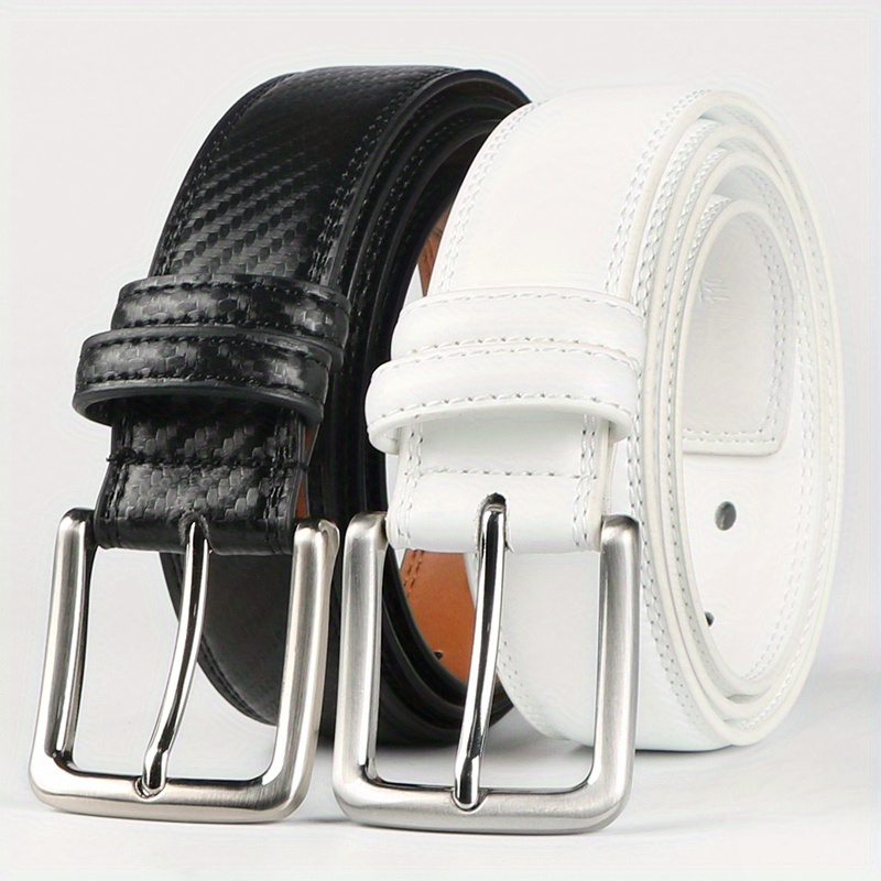 

2pcs Genuine Leather Belt For Men - Belt For Golf, Jeans, Work, And Business, White Belt, - Perfect Gift For Father And Husband