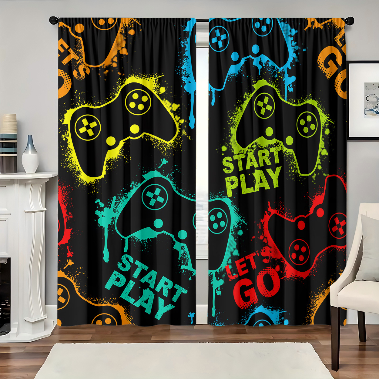 

2pcs Set Curtains - Rod For Hanging, For , , Decor
