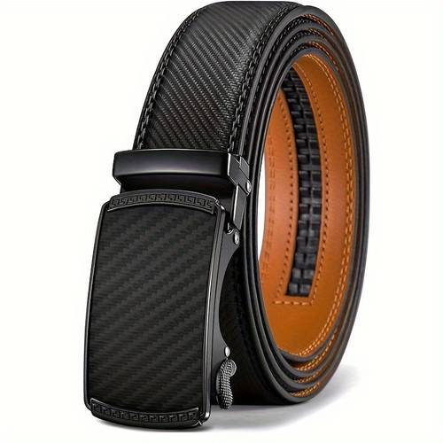 2pcs genuine leather ratchet belt for men adjustable automatic versatile casual durable alloy high quality leather panel and suitable for any occasion
