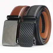 2pcs genuine leather ratchet belt for men adjustable automatic versatile casual durable alloy high quality leather panel and suitable for any occasionvalentines day details 0