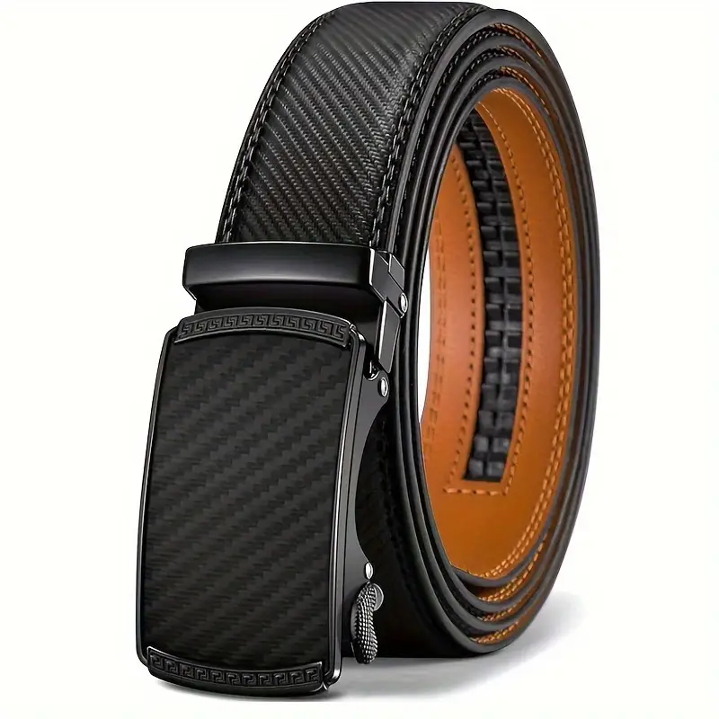 2pcs genuine leather ratchet belt for men adjustable automatic versatile casual durable alloy high quality leather panel and suitable for any occasionvalentines day details 1