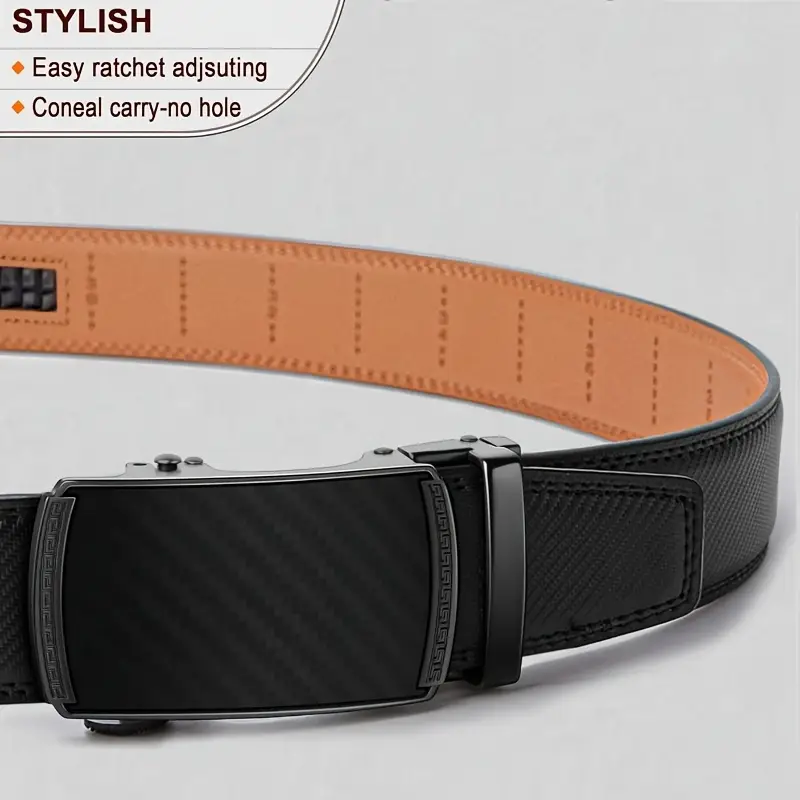 2pcs genuine leather ratchet belt for men adjustable automatic versatile casual durable alloy high quality leather panel and suitable for any occasionvalentines day details 2