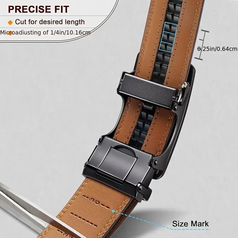 2pcs genuine leather ratchet belt for men adjustable automatic versatile casual durable alloy high quality leather panel and suitable for any occasionvalentines day details 3