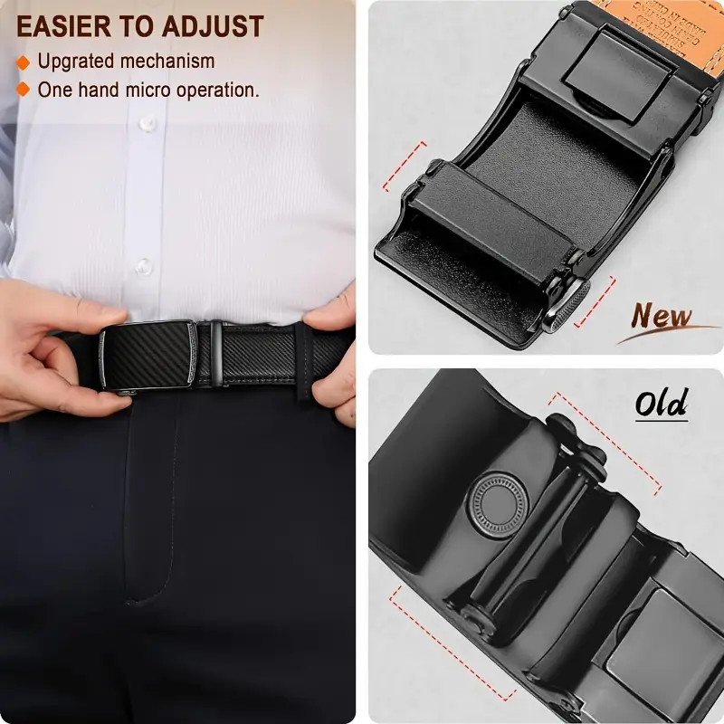 2pcs genuine leather ratchet belt for men adjustable automatic versatile casual durable alloy high quality leather panel and suitable for any occasionvalentines day details 4