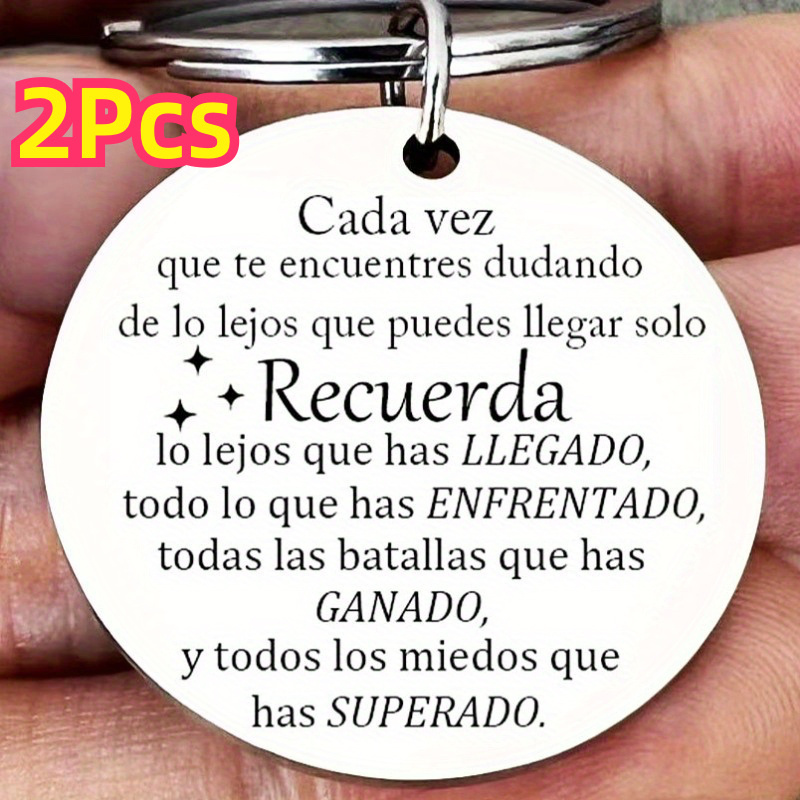 

2pcs Spanish Keychain Inspirational Quote Pendant Keychain Keyring, For Son Daughter Aunt Niece Family & Friends