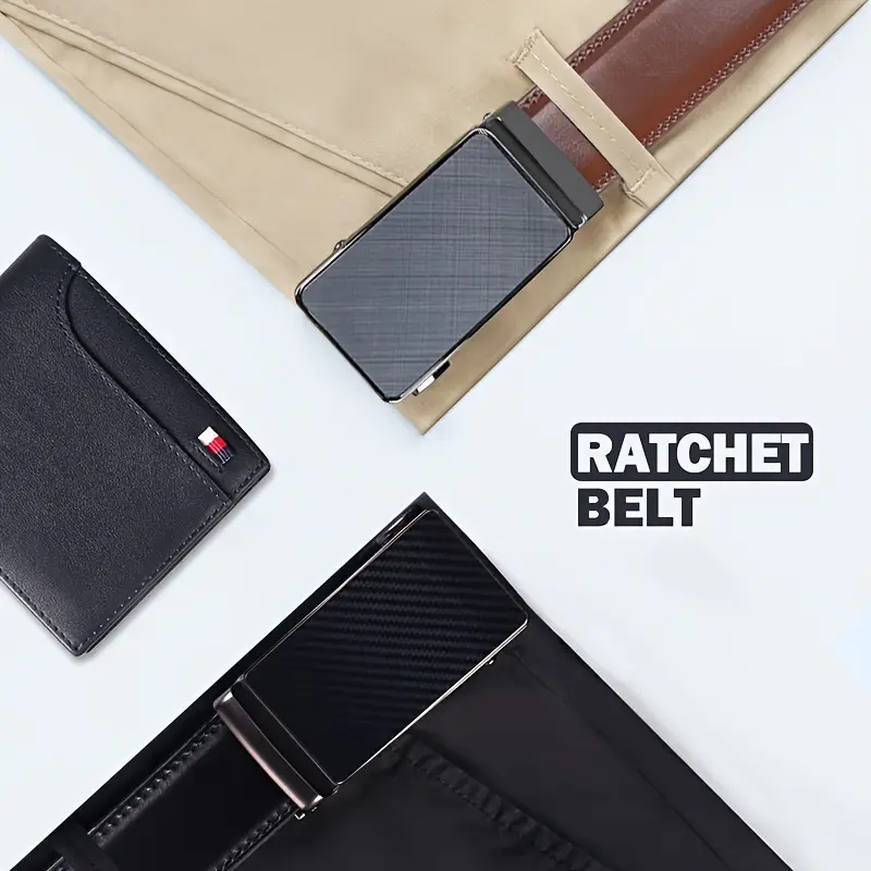 2pcs genuine leather ratchet belt for men adjustable automatic versatile casual durable alloy high quality leather panel and suitable for any occasionvalentines day details 6