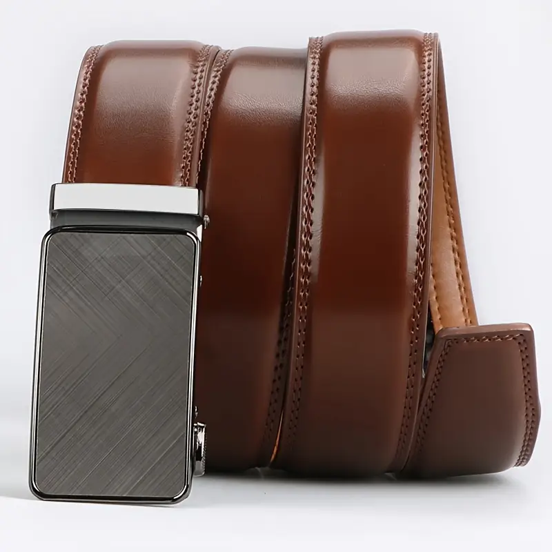 2pcs genuine leather ratchet belt for men adjustable automatic versatile casual durable alloy high quality leather panel and suitable for any occasionvalentines day details 7