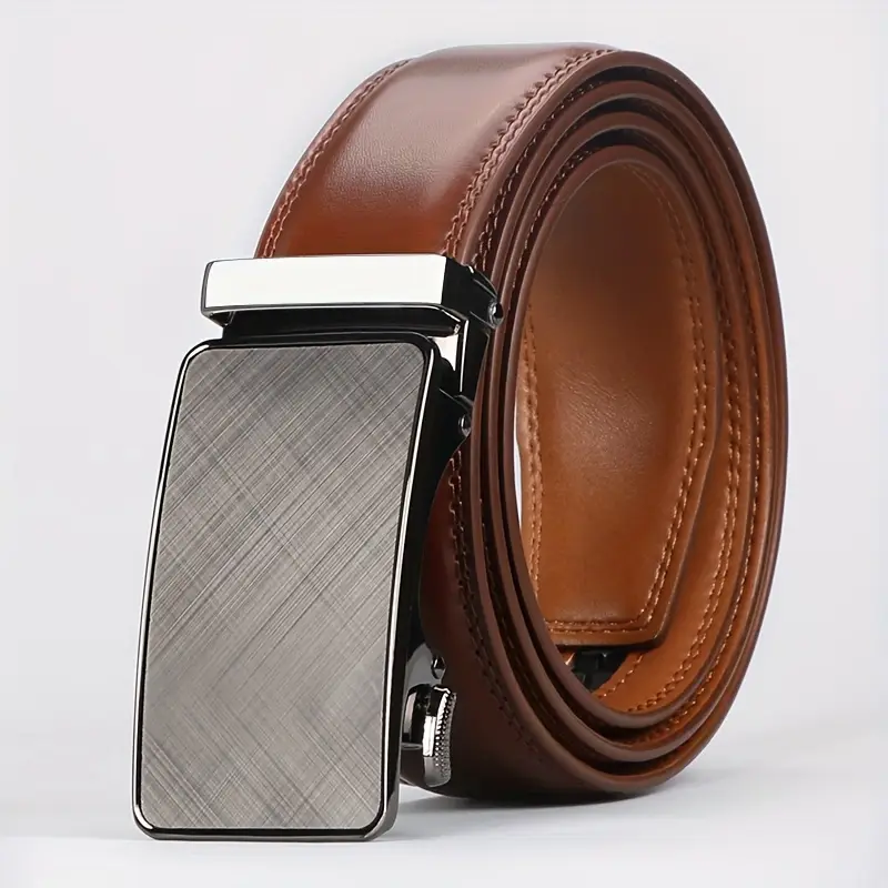 2pcs genuine leather ratchet belt for men adjustable automatic versatile casual durable alloy high quality leather panel and suitable for any occasionvalentines day details 11