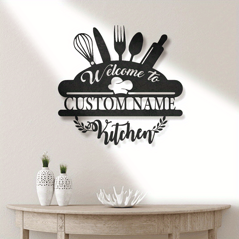 personalized metal kitchen   sign custom name welcome farmhouse decor versatile hanging for home patio porch office unique gift idea details 0