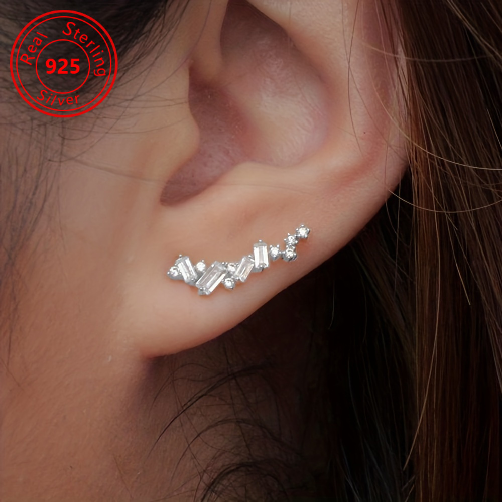 

1 Pair Of Sparkling Zirconia Decorative Studs 925 , Elegant And Minimalist Style Exquisite Women's Gift Daily Casual Earrings