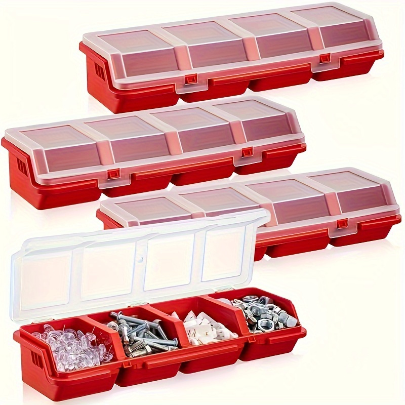 

4-compartment Organizer Box For Electronics & - Pp , Portable Lid