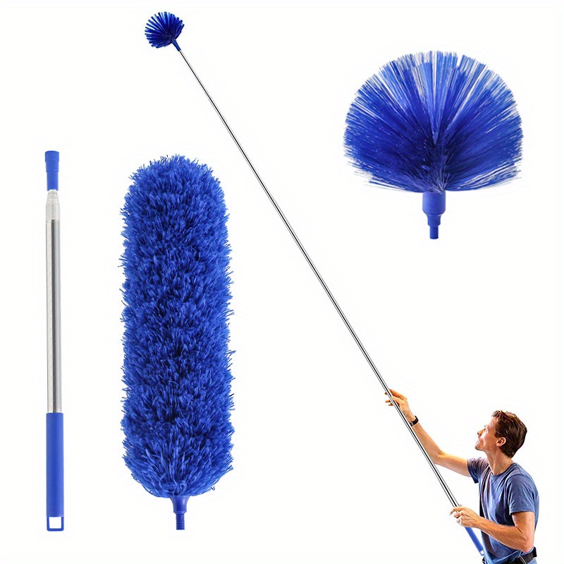 

20ft Extendable Cobweb Duster With Lightweight Aluminum Pole - Stainless Steel Handle, Medium-stiff Bristles For Commercial Cleaning