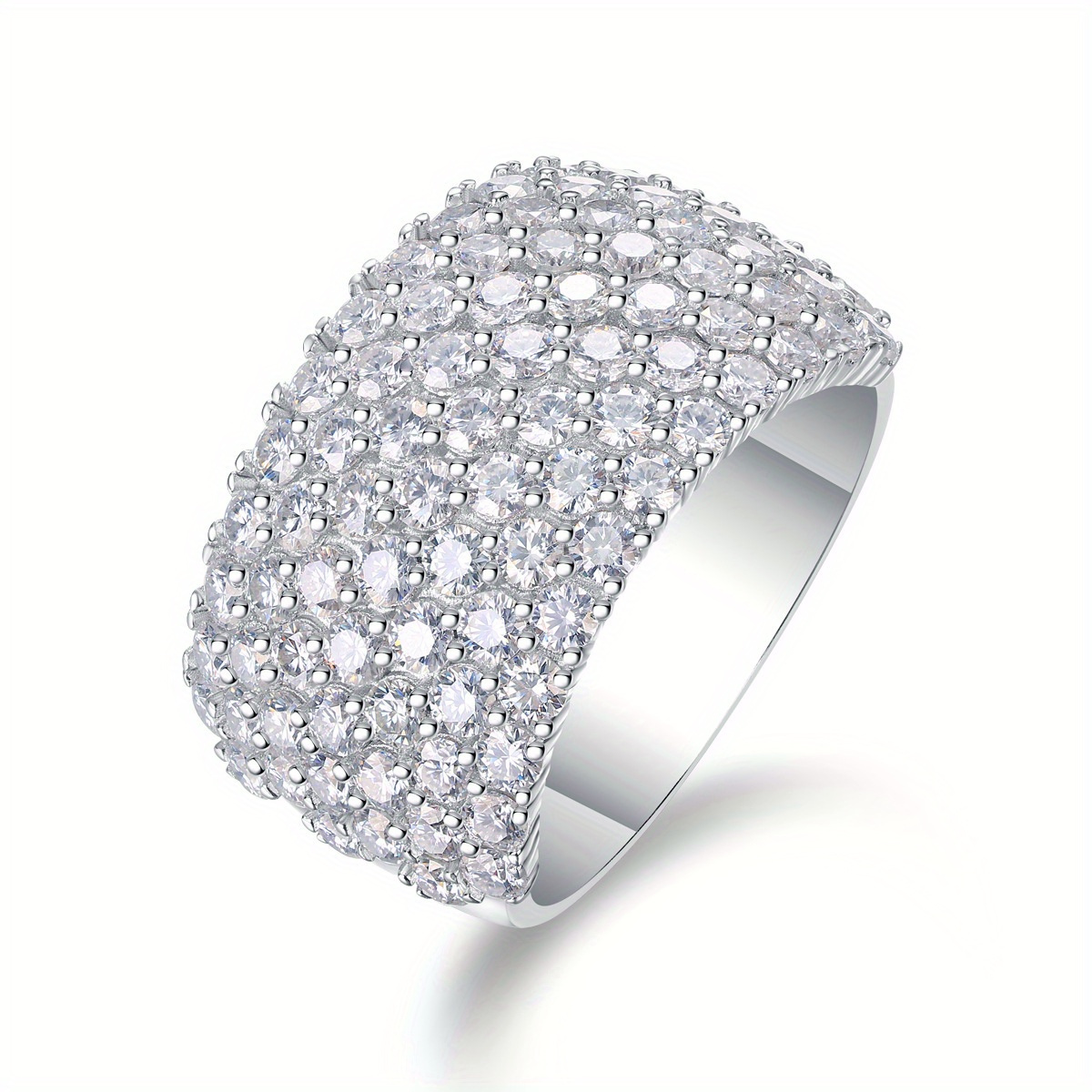 

S925 Silver Full- Moissanite Ring With A , An Accessory That Glitters With , Showcasing A Canvas Of Sparkling