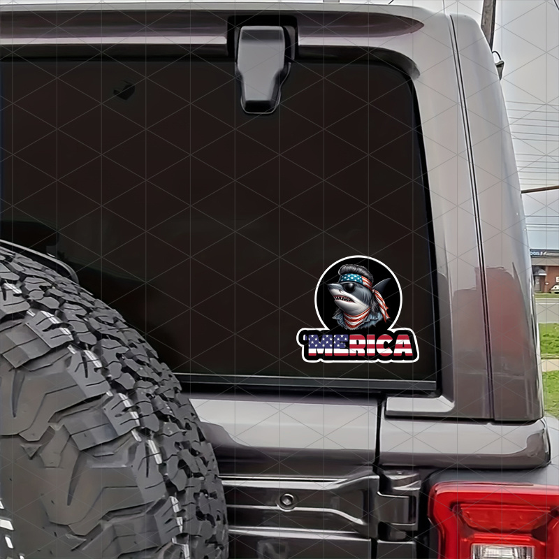 calcomanía tiburón mullet gafas moda patriótica Temu Spain