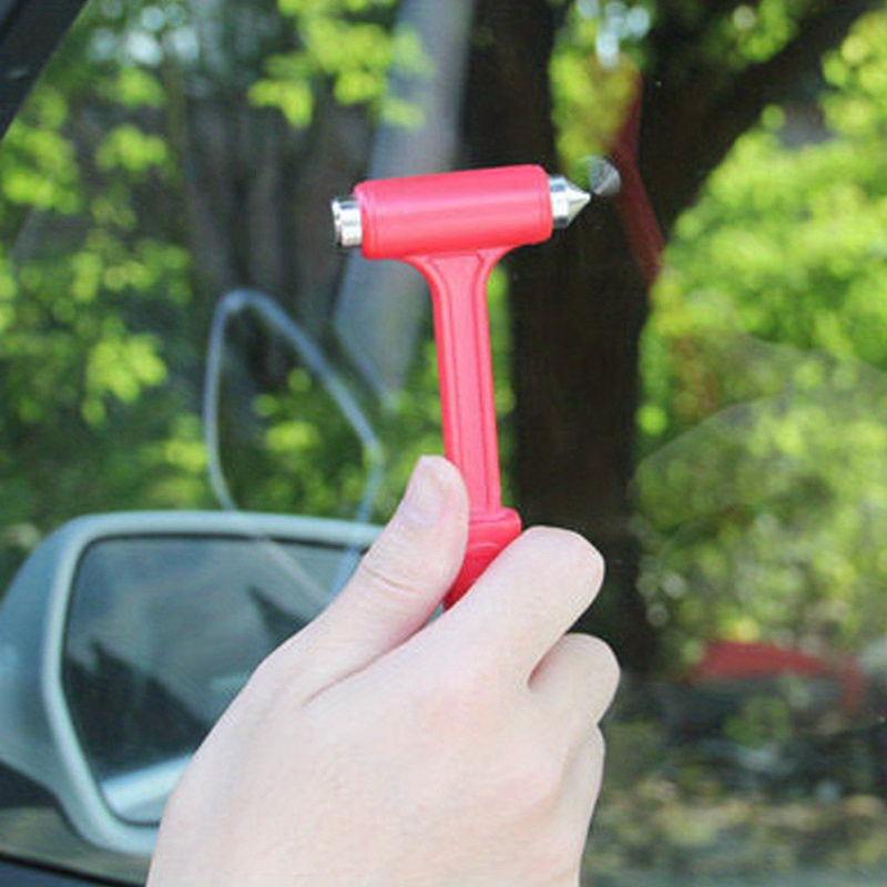 2-in-1 Emergency Car Safety Hammer - ABS Seatbelt Cutter & Window Breaker, Firefighter Approved, No Assembly Required, Durable Red