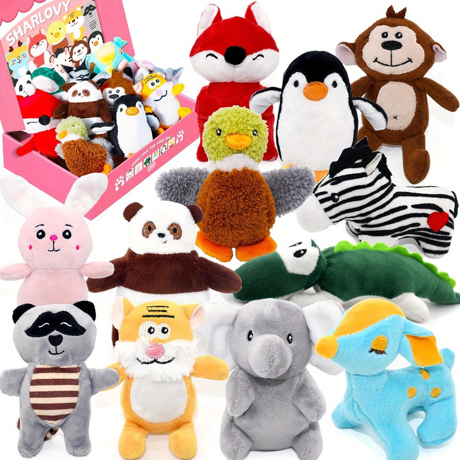 

Sharlovy Dog Squeaky Toys, Stuffed Animal Puppy Toys, Cute Chew Toys For Dog Teething Toys, Pet Toys For Small To Medium Dogs, Soft Dog Toys, Plush Dog Toy Pack 12 In Gift Box