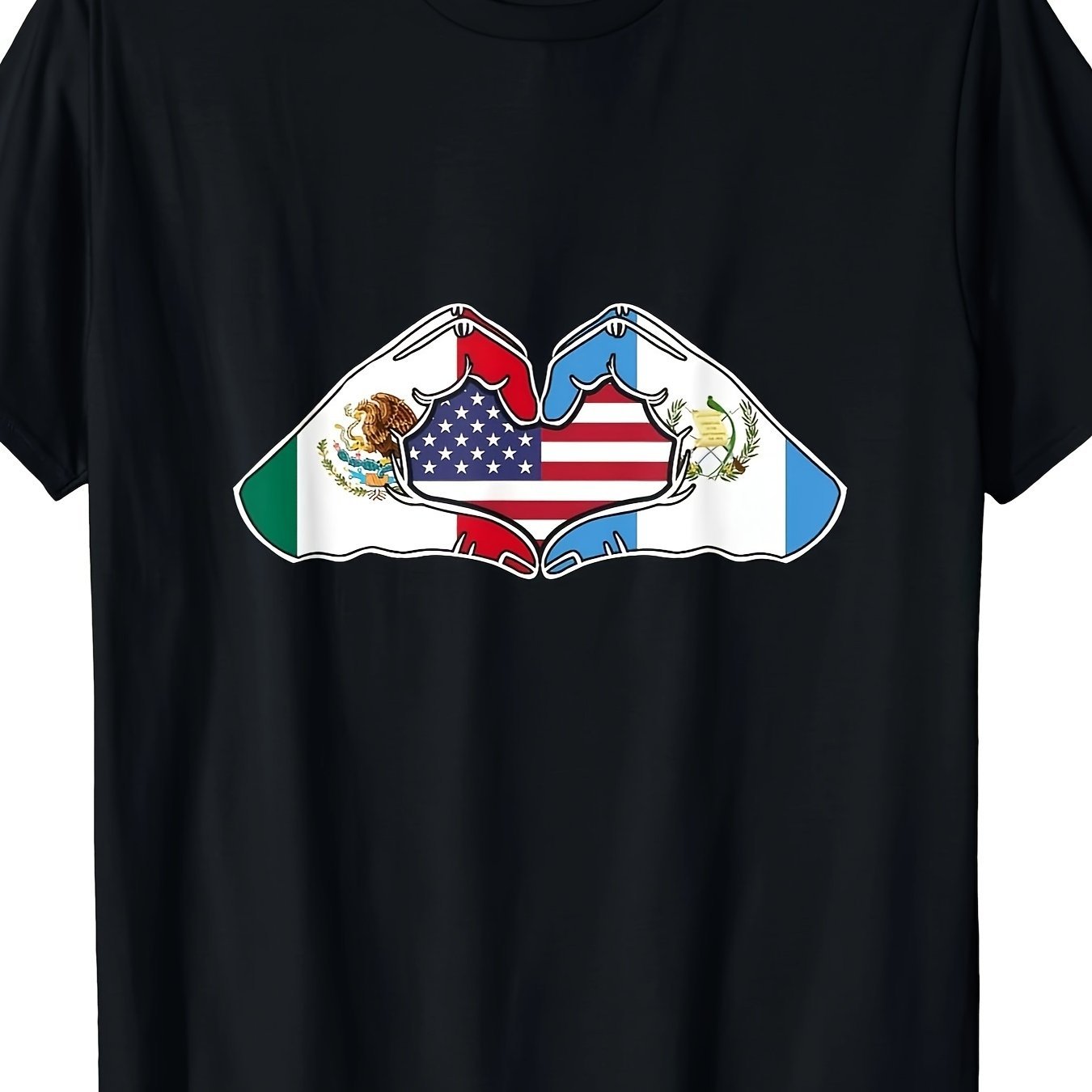 

Hands Of Heart Mexico, Guatemala And The United States. T-shirt, Round Neck