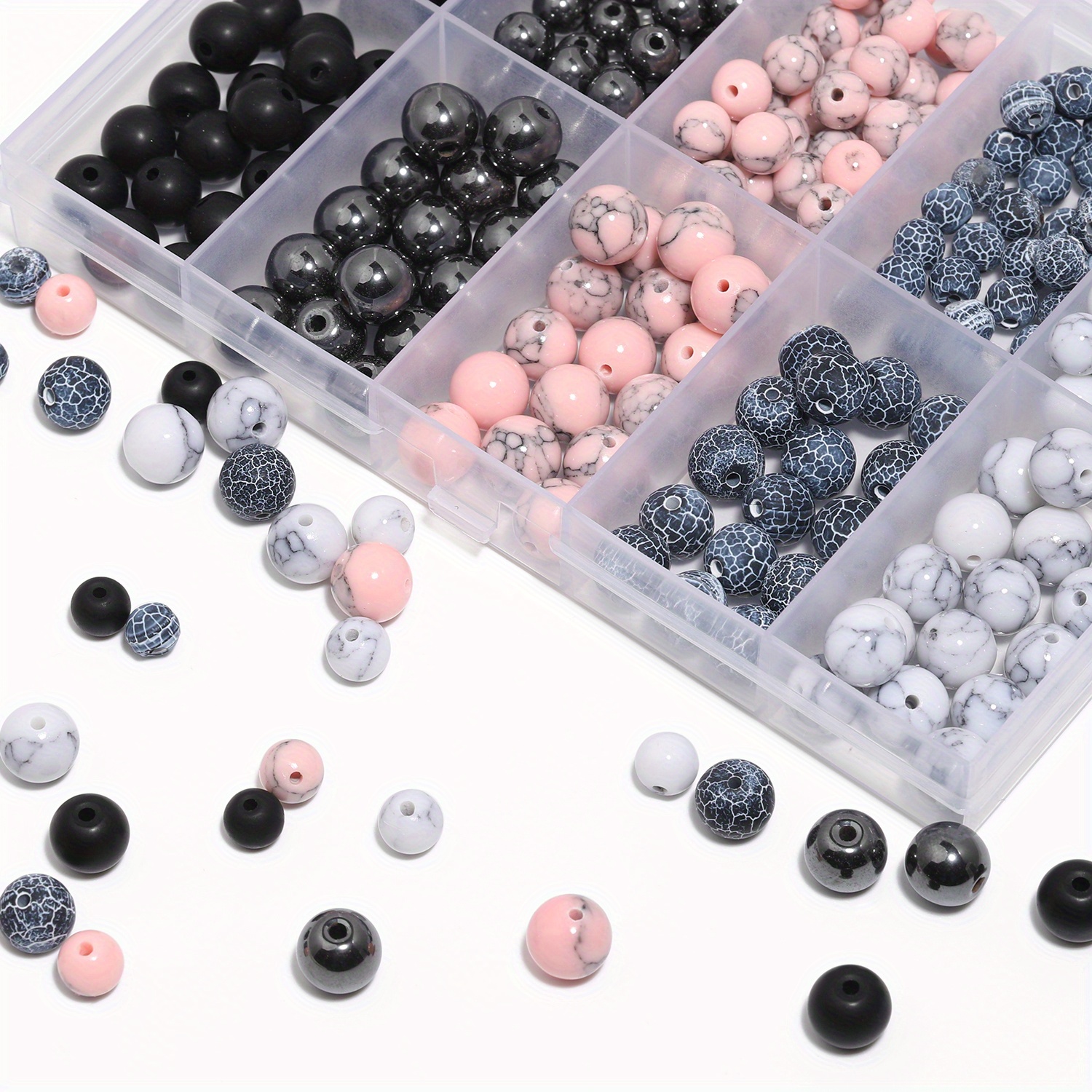 

Premium Natural Stone Beads Set - 10 Grids, High-quality Round Loose Beads For Making, Unique Bracelets & Necklaces - Perfect Gift For Men And Women