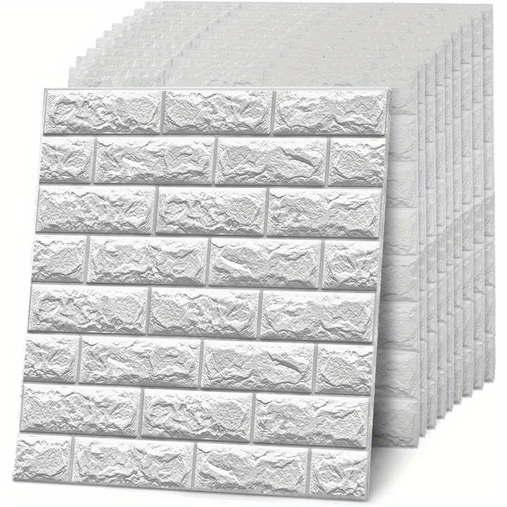 3d Wandpaneele Selbstklebend 10 Stück Ziegel Tapeten Steinoptik 60x 60 Cm Steintapete Wandaufkleber Wandtapete Klebetapete Für Wohnzimmer Weiß