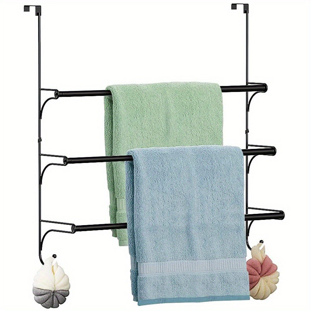 

3-tier Over-the-door Towel Rack With - Stainless Steel Bathroom Organizer For Towels And Clothing - Modern , Space-saving Storage Solution, Towel Holder For Bathroom, Niuoppy, Towel Racks