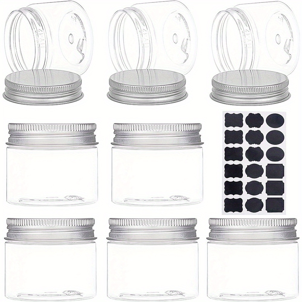 

18pcs Superfindings 50ml Clear Plastic Round Jars With Aluminum Screw - Beauty Products, Household Items & Small Crafts - Includes Chalkboard Labels For Easy Identification