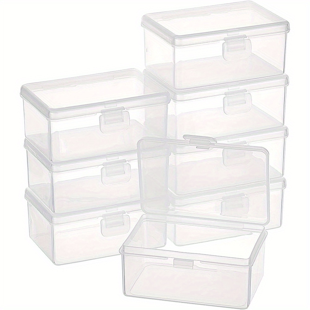 

Superfindings 8-pack Plastic Organizer Boxes - Transparent Rectangle Storage Containers With For Figurine Ornaments, Beads, And Small Craft Items - Holiday Hanging Attachment - Multi-season Use