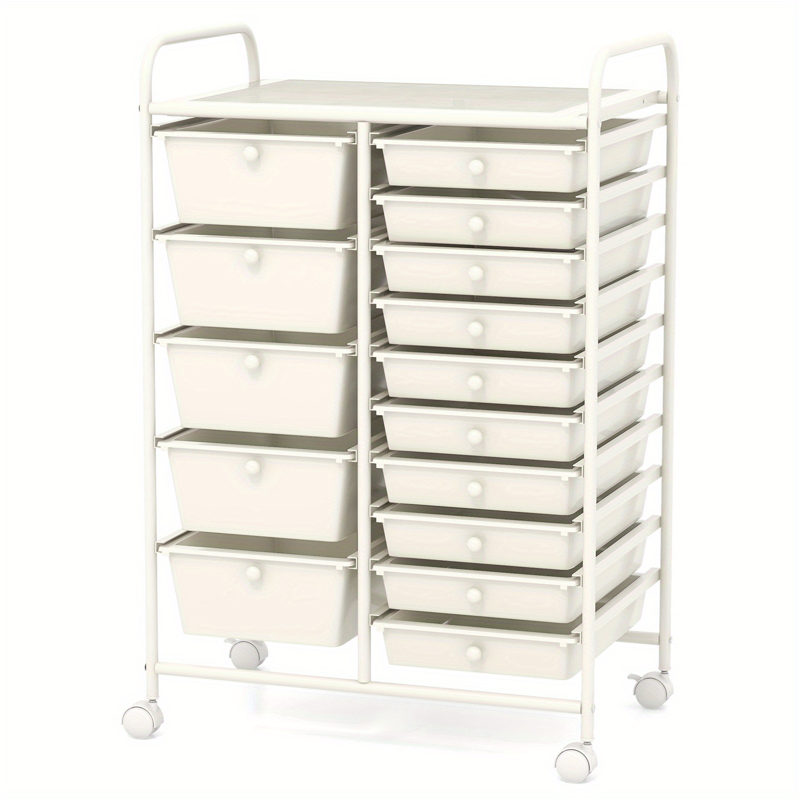   15 drawer rolling storage cart multipurpose mobile storage organizer w removable drawers metal frame utility tools   paper organizer on wheels for home  