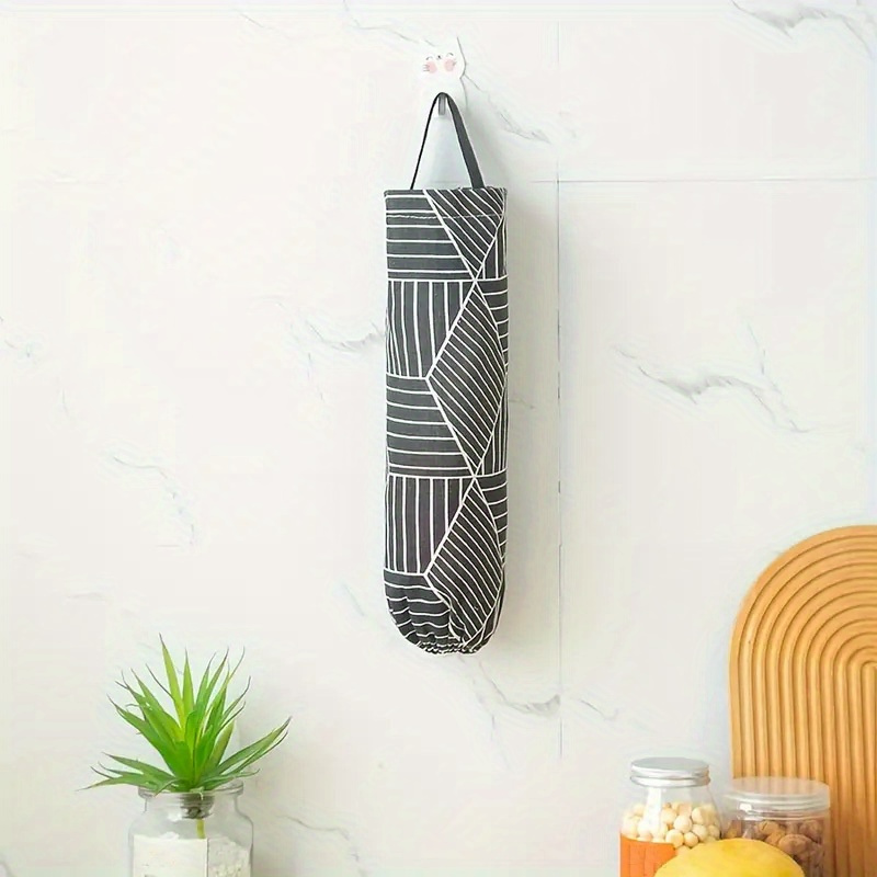 TEMU 1pc Plastic Bag Rack, Washable Grocery Bag Holder, Durable Hanging Ring Plastic Bag Storage Dispenser, Wall-mounted Home Kitchen Cabinet Trash