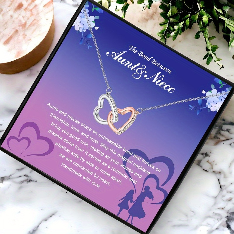 

Stainless Steel Aunt & Niece Interlocking Hearts Necklace - Handmade Emotional Pendant Jewelry Gift For Birthday, Christmas, Wedding, Without Electricity, With Elegant Gift Box