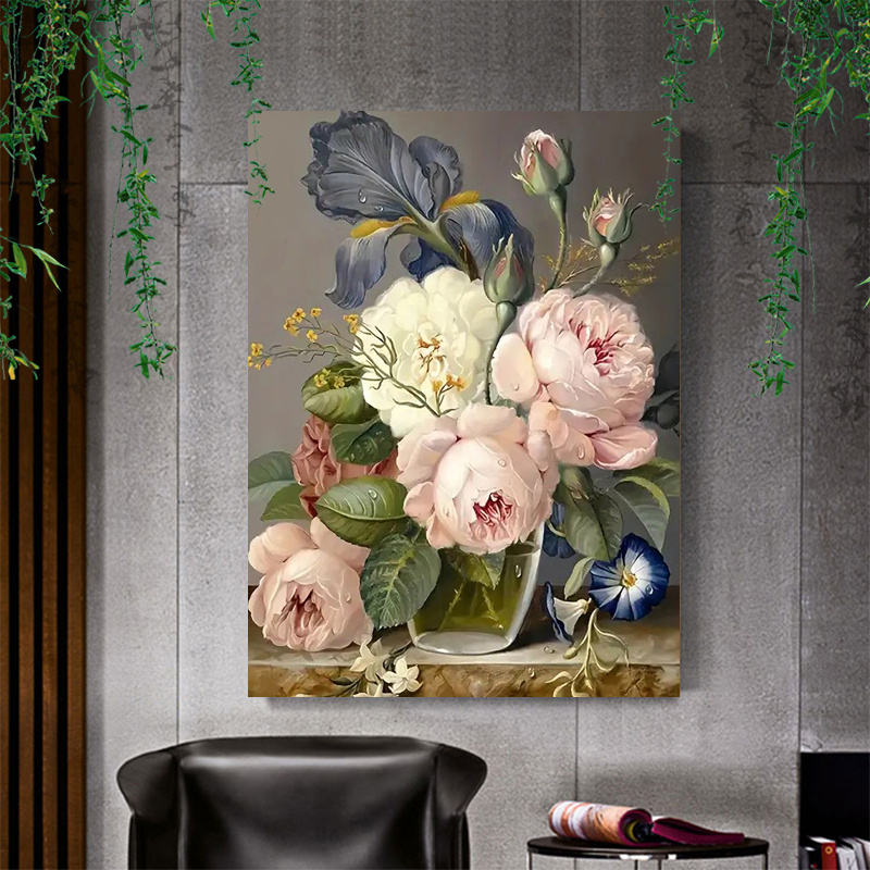 

1 Pc Wooden Framed Charming Floral Vase Canvas Painting (1)thickness 2.25cm/ 0.9inch Wall Art Prints Poster Wall Picture Decor For Home Gifts, Living Room, Bathroom, Bedroom, Kitchen