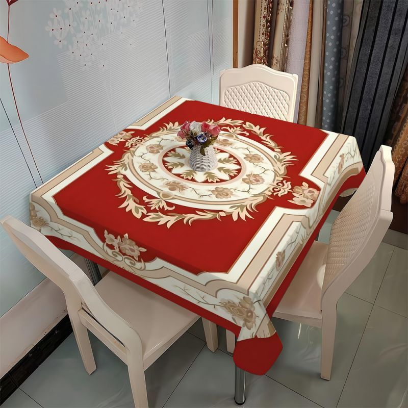 TEMU  1pc Polyester Tablecloth, Tablecloth, Rectangular Multicolor Floral Print Tablecloth, Pattern Tablecloth, Table Cover, Right-angle Tablecloth