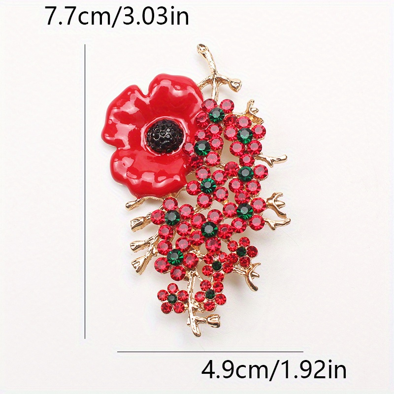 vintage enamel poppy brooch pin with   accents irregular shape floral jewelry elegant   accessory details 3