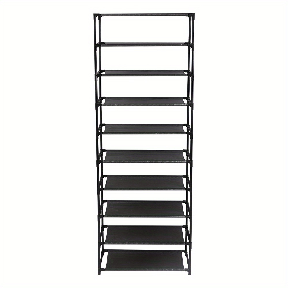 TEMU 10-tier Stackable Shoe Rack, Heavy-duty Stainless Steel Shoe Shelf Organizer With 50-pair Capacity, Space-saving Storage For Closet Entryway