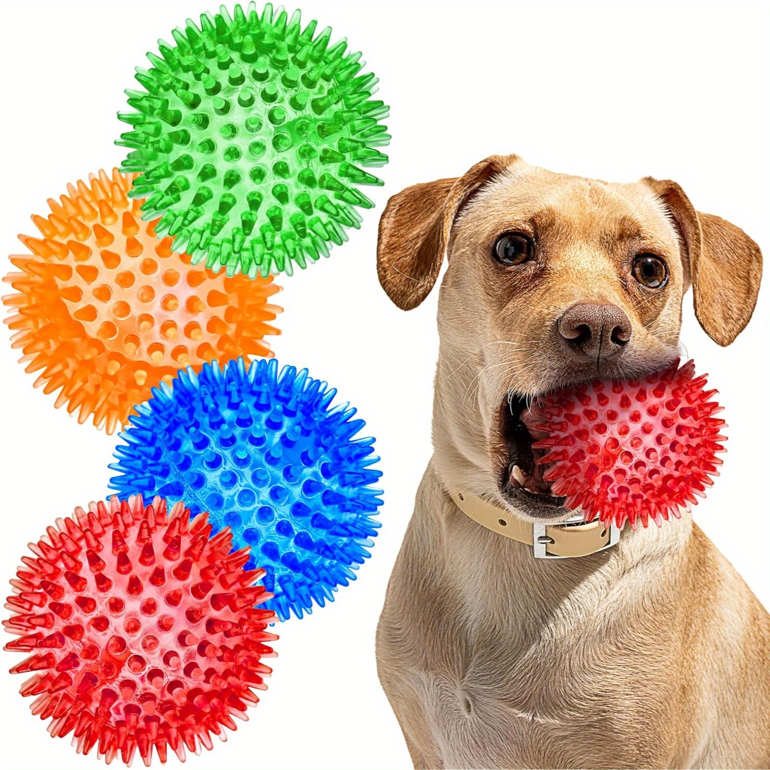 

3'' Squeaky Balls For Small Dogs, Spiky Dog Balls For Puppy Teething, Puppy Chew Toys For Teething, Dog Toys To And Train, Bpa Free Non-toxic