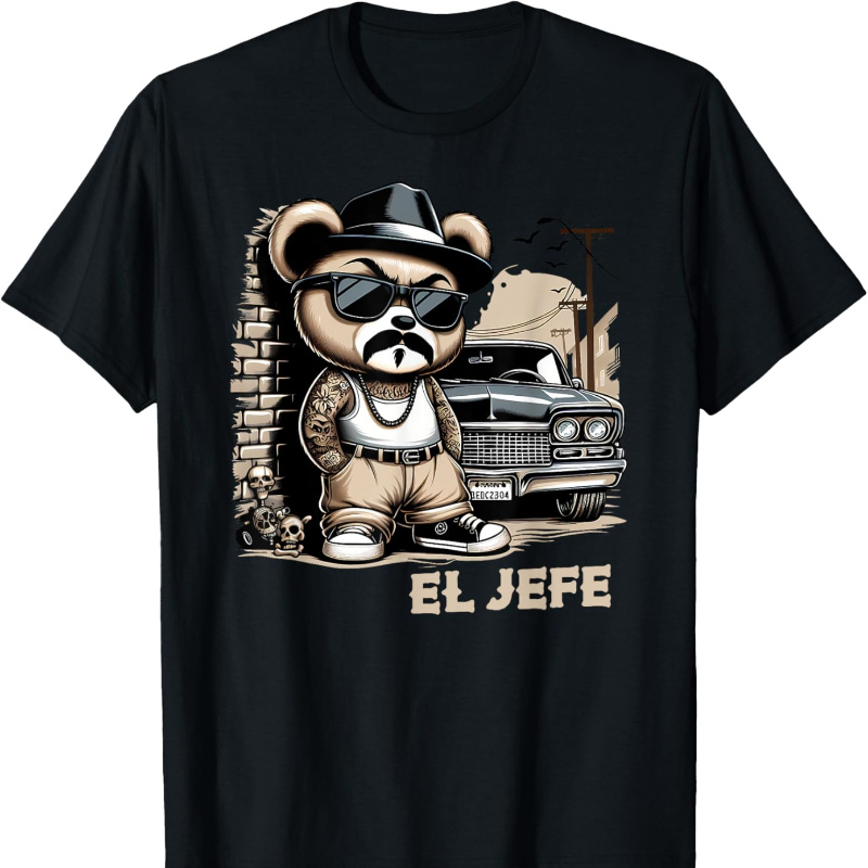 

Hip Hop Teddy Bear Lowrider Shirt Chicano Cholo T-shirt Casual Summer Tee Soft Breathable Mens Print T-shirt Cotton