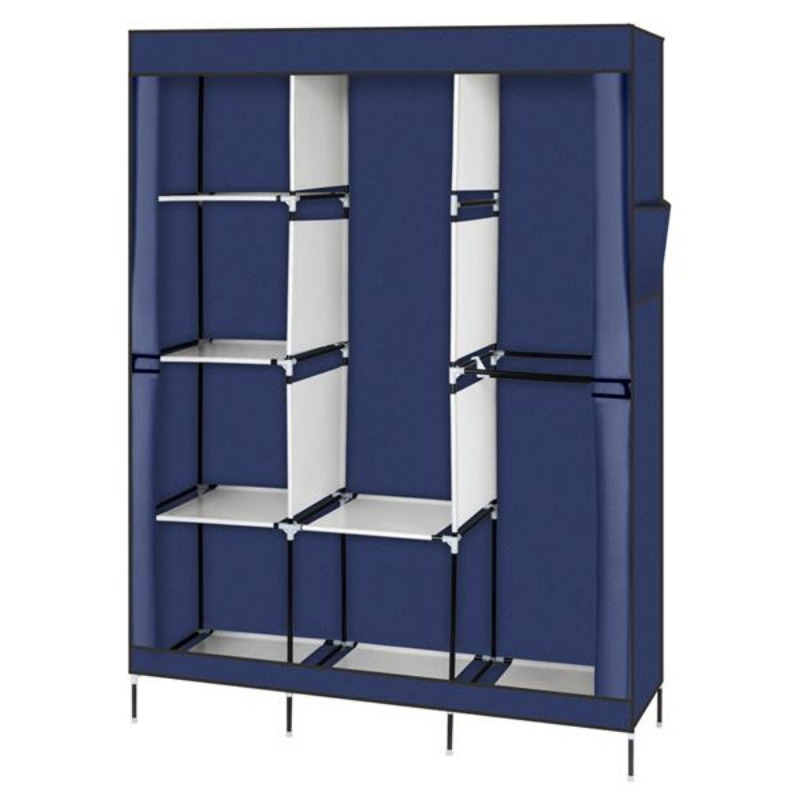 TEMU 71" Portable Closet Clothes Rack Storage Organizer With Shelf Blue