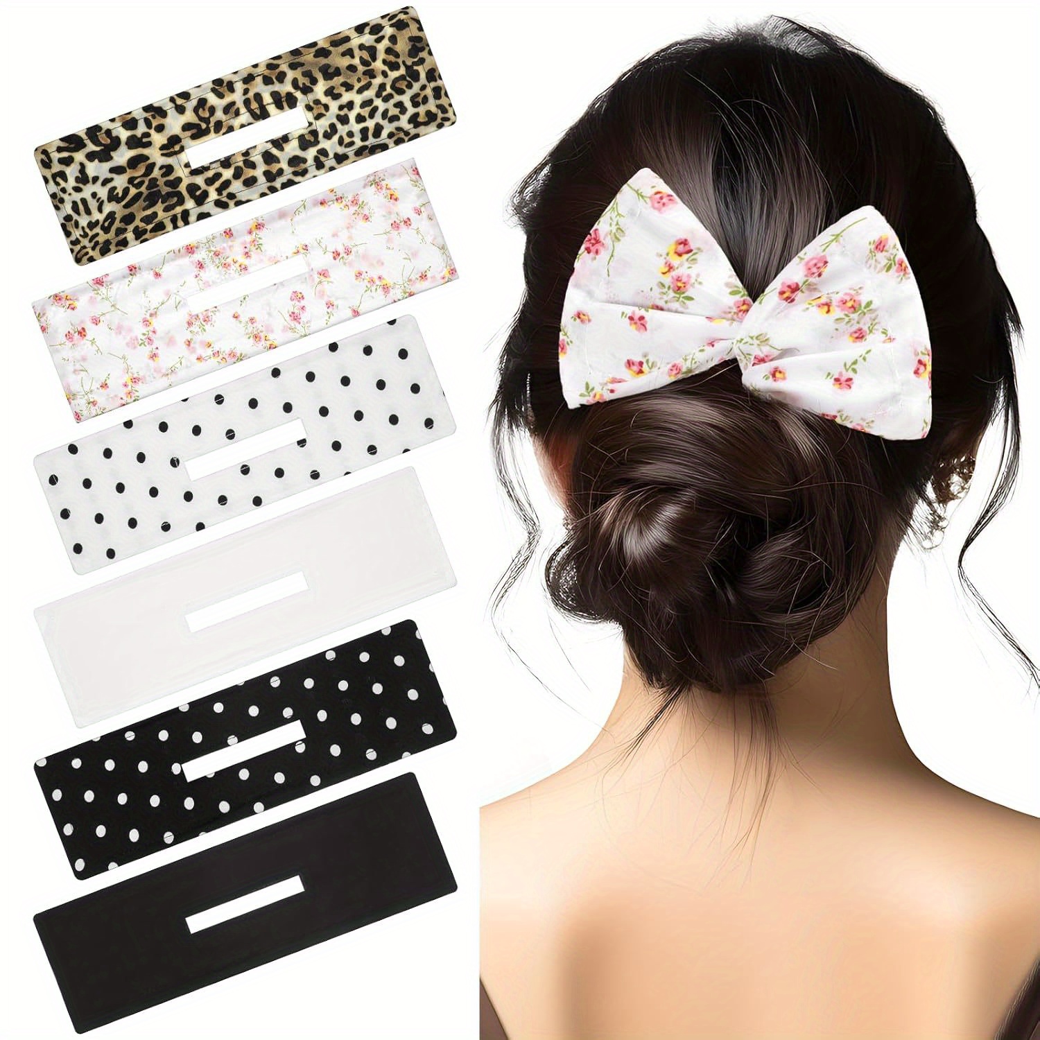 

6 Style Hair Bun Maker: Multicolored Lazy Hair Curler Bun Maker, Hair Twist Clips Accessories For Women Girls Long Thin Thick Long Hair - Cotton, Retro Style