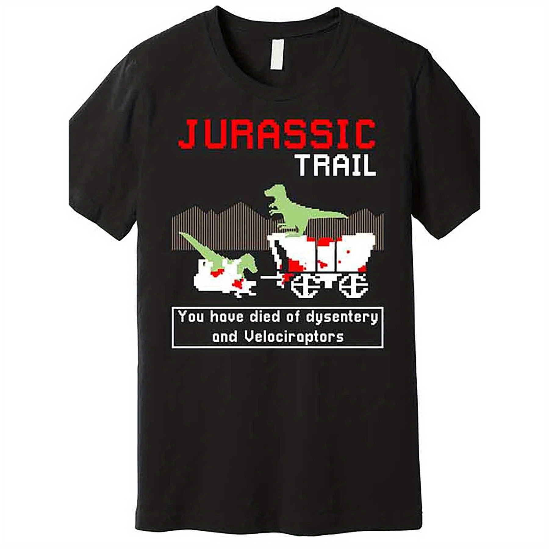 

Jurassic Trail Quality T-shirt 228405 Funny Men's Short Sleeve Pattern T-shirt Series Black Aa