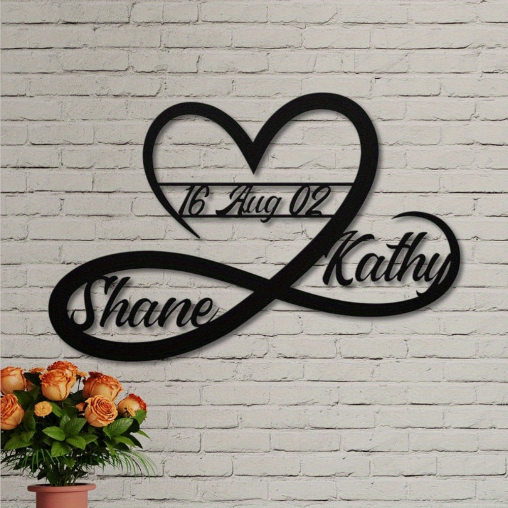 

Personalized Infinity Heart Metal Sign, Custom Metal Wall Art, Weddings, Anniversary, Housewarming Gift, Newlywed Present, Valentines Day, Wall Decor