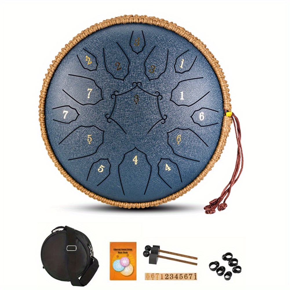 

12-inch 15-note Steel Tongue Drum - Large Diameter, Rich Resonance, Soothing Sound, Unique Ethereal Color, And Sacred Sound Drum For Musical Expression