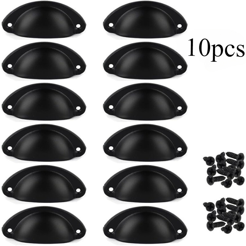 

10pcs Arch Drawer Pulls - 82mm Flat Cabinet Handles With - Hardware For Kitchen, Closet, Furniture - Includes 24 Installation Screws