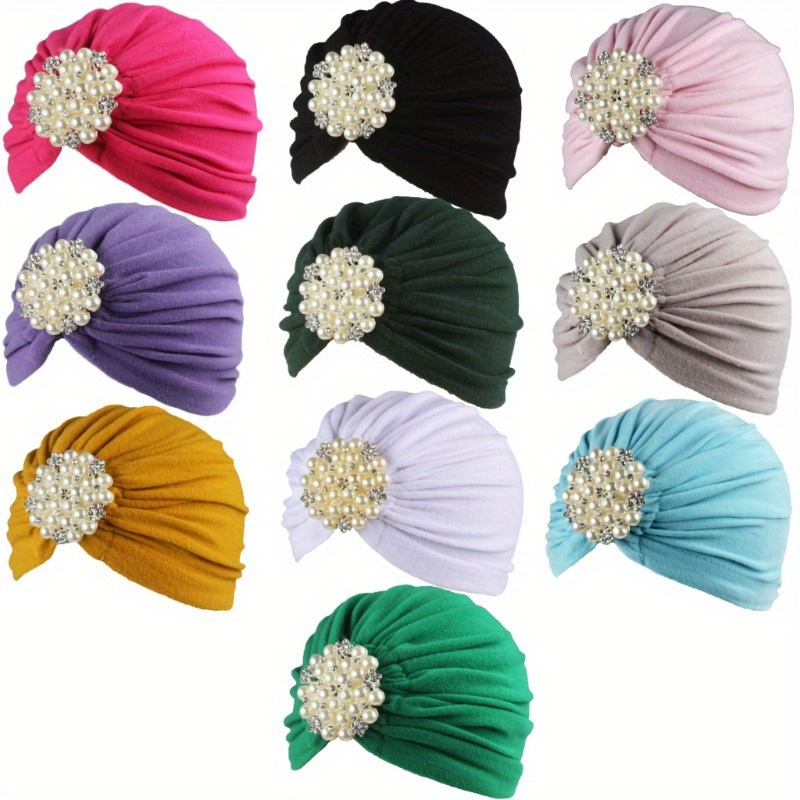 

3/ 5/ 10 Women's Autumn And Winter Solid Color Sweat Absorbing Warm Headscarf Headpiece Plate Flower