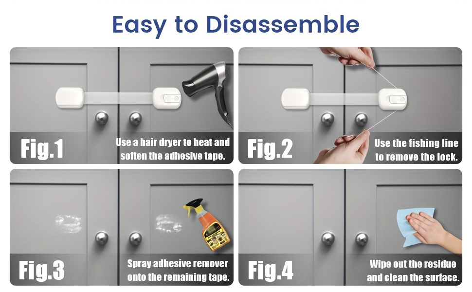 Детские замки и ремни для шкафов, 4 шт., гибкая регулируемая длина, кнопка быстрого снятия, нескользящие, без свинца ABS-материал, сильный клей – безопасное закрепление ящиков и шкафов для дома и детского сада, детали 1