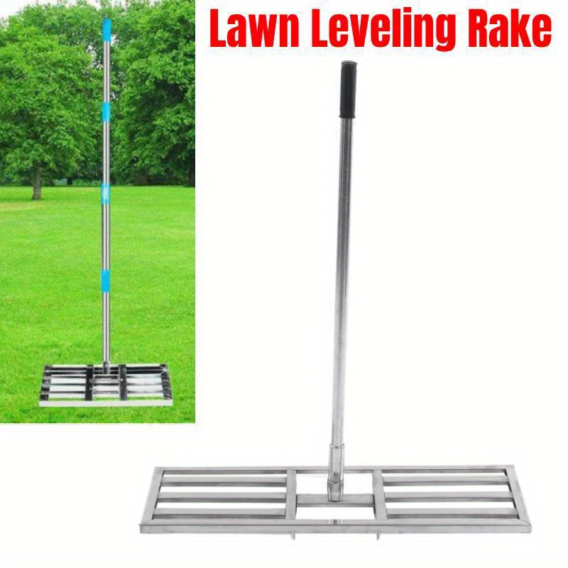 

Stainless Steel Lawn Leveling Rake, Telescopic Handle Lawn Leveler Garden Grass Leveling Tool